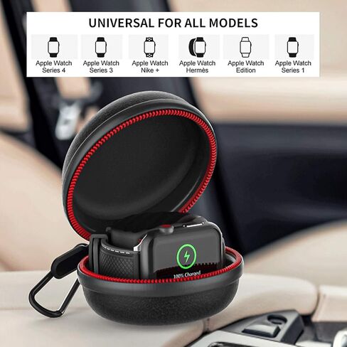 Compatible with Watch Protective Charging Case Holder Dock Travel Carrying Case iWatch Storage Box for Apple Watch 42mm/38mm Series 6/Series 5/Series 4/Series 3/Series 2/Series 1-Black in Saudi Arabia