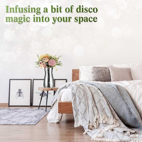 فسيفساء الزجاج ديسكو الكرة زهرة زهرية 8 بوصة معكوسة زهرية فضية بريق زهرية للمنزل طاولة الزفاف مكتب غرفة المعيشة المطبخ الديكور هدية تشكيلة زهور in Kuwait