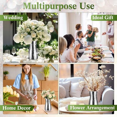 فسيفساء الزجاج ديسكو الكرة زهرة زهرية 8 بوصة معكوسة زهرية فضية بريق زهرية للمنزل طاولة الزفاف مكتب غرفة المعيشة المطبخ الديكور هدية تشكيلة زهور in Kuwait