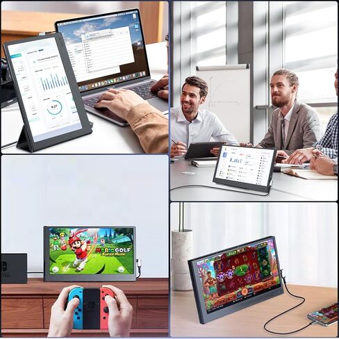 موسع شاشة الكمبيوتر المحمول مقاس 12 بوصة، 60 هرتز 768 بيكسل، موسع شاشة كمبيوتر محمول صغير HDMI/Type-C مزدوج الشاشة لأنظمة Windows وChrome وMac وSwitch وXbos وPS4 5(P1S) in Kuwait