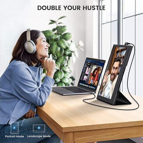 موسع شاشة الكمبيوتر المحمول مقاس 12 بوصة، 60 هرتز 768 بيكسل، موسع شاشة كمبيوتر محمول صغير HDMI/Type-C مزدوج الشاشة لأنظمة Windows وChrome وMac وSwitch وXbos وPS4 5(P1S) in Kuwait