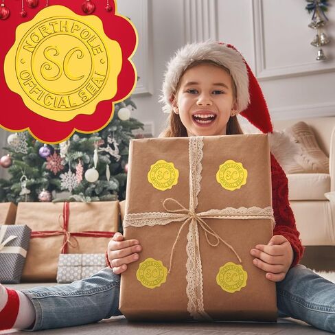 500 Pieces Christmas Wax Seal Stickers Vintage Santa Claus Embossed Gold Wax Seal Sticker Holiday Envelope Seal Label North Pole Official Seal Sticker Self Adhesive Foil for Invitation Card Box in Saudi Arabia