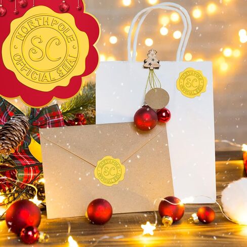 500 Pieces Christmas Wax Seal Stickers Vintage Santa Claus Embossed Gold Wax Seal Sticker Holiday Envelope Seal Label North Pole Official Seal Sticker Self Adhesive Foil for Invitation Card Box in Saudi Arabia