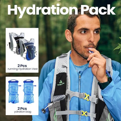 2 قطعة حقيبة ظهر مرطبة 5.5 لتر مع 2 قطعة مثانة مياه 2 لتر حقيبة ظهر خفيفة الوزن للجري والمشي لمسافات طويلة والجري وركوب الدراجات وسباق الماراثون للرجال والنساء in Kuwait