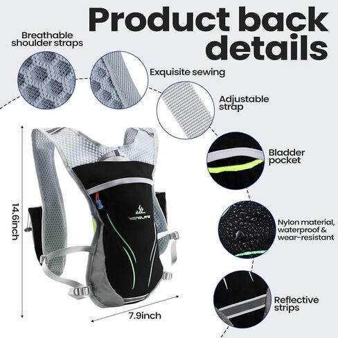 2 قطعة حقيبة ظهر مرطبة 5.5 لتر مع 2 قطعة مثانة مياه 2 لتر حقيبة ظهر خفيفة الوزن للجري والمشي لمسافات طويلة والجري وركوب الدراجات وسباق الماراثون للرجال والنساء in Kuwait