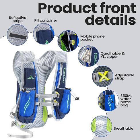 2 قطعة حقيبة ظهر مرطبة 5.5 لتر مع 2 قطعة مثانة مياه 2 لتر حقيبة ظهر خفيفة الوزن للجري والمشي لمسافات طويلة والجري وركوب الدراجات وسباق الماراثون للرجال والنساء in Kuwait