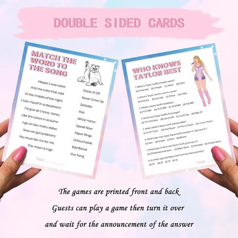 47 Pcs Singers Party Favor Games, Set of 6 Games for 15 Guests Double Sided Design TS Birthday Party Decorations for Fans in Kuwait