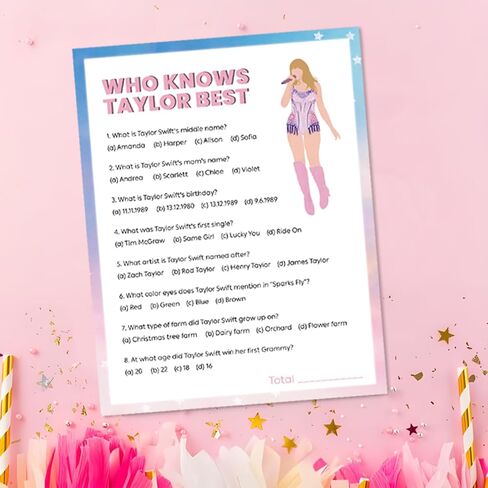 47 Pcs Singers Party Favor Games, Set of 6 Games for 15 Guests Double Sided Design TS Birthday Party Decorations for Fans in Kuwait