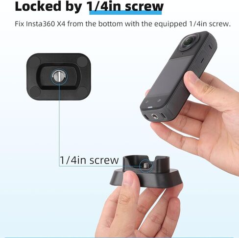 قاعدة حامل غير قابلة للانزلاق لملحقات Insta360 X4، محول دعامة حامل بلاستيكي متين لحامل كاميرا الحركة X4 مع برغي 1/4 بوصة ووسادة مطاطية في الأسفل in Kuwait