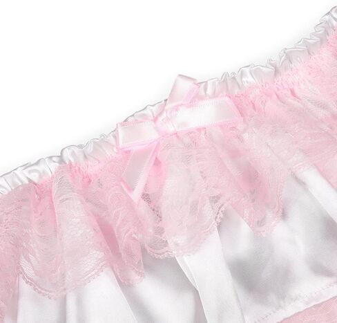Satini Frilly Lace Sissy Ruffled French Knickers Briefs Lingerie Silky Satin Underwear Panties in Saudi Arabia