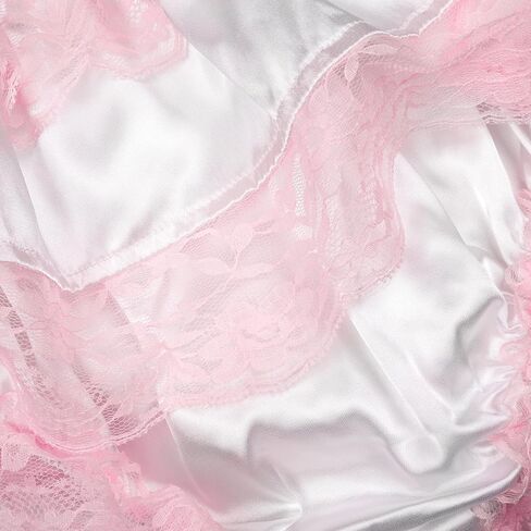 Satini Frilly Lace Sissy Ruffled French Knickers Briefs Lingerie Silky Satin Underwear Panties in Saudi Arabia