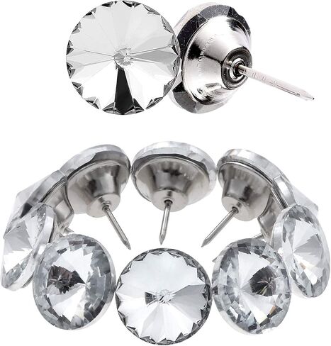 abcGoodefg 60PCS Rhinestone Tacks Crystal Buttons Clear Diamond Buttons Upholstery Buttons for Sewing Sofa Tufting Bed Headboard DIY Crafts Decoration (25MM) in Saudi Arabia