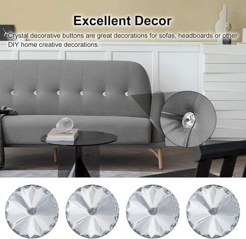 abcGoodefg 60PCS Rhinestone Tacks Crystal Buttons Clear Diamond Buttons Upholstery Buttons for Sewing Sofa Tufting Bed Headboard DIY Crafts Decoration (25MM) in Saudi Arabia