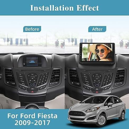 ستيريو سيارة لسيارة Ford Fiesta 2009-2017 مع Carplay اللاسلكي وAndroid Auto، 2+64G 9 بوصة تعمل باللمس راديو السيارة Android، واجهة مستخدم متعددة/GPS/WiFi + كاميرا احتياطية AHD in Saudi Arabia