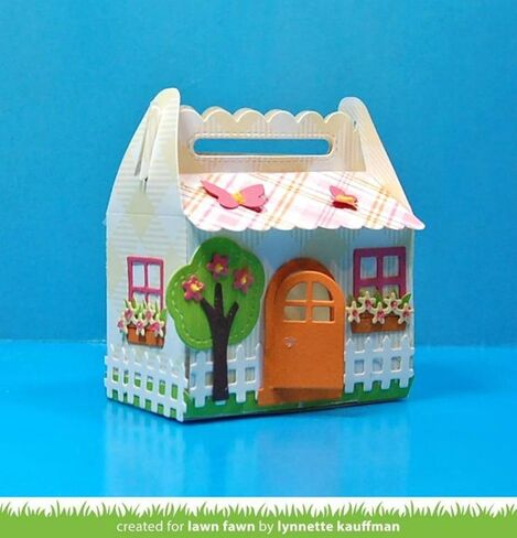 Lawn Fawn Lawn Cuts Custom Craft Die LF1609 Scalloped Treat Box Spring House Add-On in Saudi Arabia