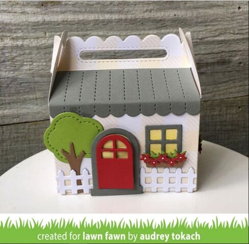 Lawn Fawn Lawn Cuts Custom Craft Die LF1609 Scalloped Treat Box Spring House Add-On in Saudi Arabia