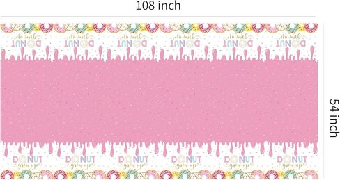مفرش طاولة لتزيين حفلات الدونات للفتيات - مفرش طاولة لمستلزمات الحفلات التي تكبر على شكل دونات للاستعمال مرة واحدة، مفرش طاولة لتزيين حفلات أعياد الميلاد باللون الوردي - 3 عبوات (54 بوصة × 108 بوصة) in Kuwait