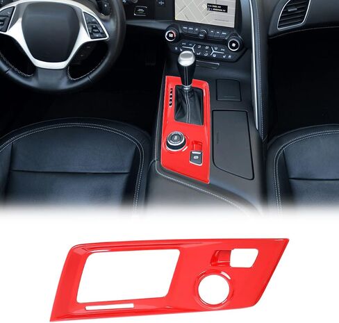 Car Interior Gear Shift Frame Trim Sticker for Chevrolet Corvette C7 2014-2019 Control Gear Shift Knob Panel Frame Cover Auto Accessories (Carbon Fiber) in Saudi Arabia