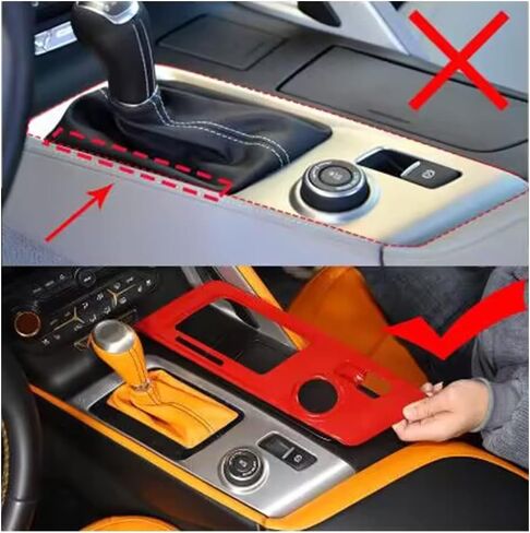 Car Interior Gear Shift Frame Trim Sticker for Chevrolet Corvette C7 2014-2019 Control Gear Shift Knob Panel Frame Cover Auto Accessories (Carbon Fiber) in Saudi Arabia