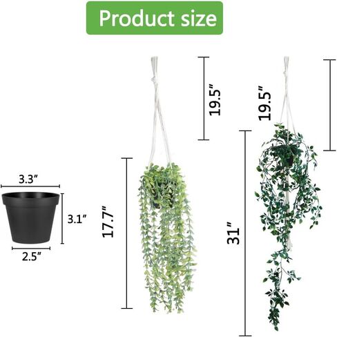 Fake Hanging Plants with Pot, Artificial Plant for Indoor Outdoor Decor, Faux Ivy Vine for Home Office Decor (1 Pack) in Saudi Arabia