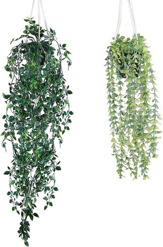 Fake Hanging Plants with Pot, Artificial Plant for Indoor Outdoor Decor, Faux Ivy Vine for Home Office Decor (1 Pack) in Saudi Arabia