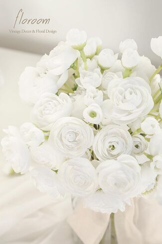 زهور اصطناعية من Floroom Ranunculus 18 قطعة من الحرير الصناعي المصغر حوذان كبير الحجم من زهور حشو الزفاف المزيفة للباقات الوردية التي تصنعها بنفسك، والقطع المركزية، وديكورات وترتيبات حفلات الزفاف in Kuwait