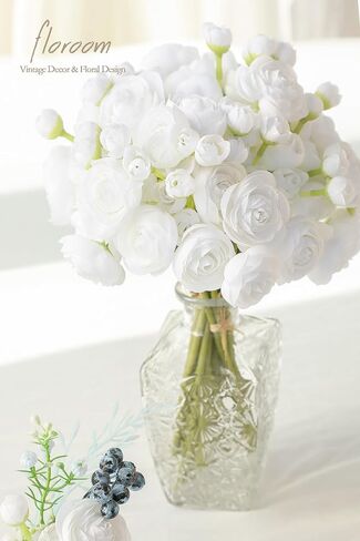 زهور اصطناعية من Floroom Ranunculus 18 قطعة من الحرير الصناعي المصغر حوذان كبير الحجم من زهور حشو الزفاف المزيفة للباقات الوردية التي تصنعها بنفسك، والقطع المركزية، وديكورات وترتيبات حفلات الزفاف in Kuwait