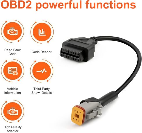Voilamart لدراجة نارية Har-Ley دراجة نارية Davidson 6Pin Obd2 محول كابل ماسح ضوئي تشخيصي محول موصل Obd Harley 6Pin إلى 16 Pin لدراجات Har-Ley in Kuwait