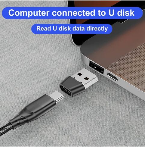 USB C Female to USB Male Adapter Pack of 2, USB 2.0 USB-C to USB-A OTG Adapter Compatible with USB C to USB C Charging Cable in Saudi Arabia