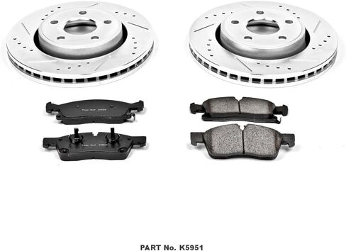 Power Stop K5951 Front Z23 Carbon Fiber Brake Pads with Drilled and Slotted Brake Rotors Brake Kit For 2011-2020 Dodge Durango | 2011 2012 2013 2014 2015 2016 Jeep Grand Cherokee in Saudi Arabia