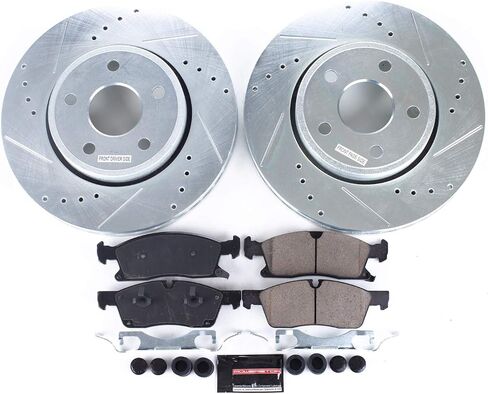 Power Stop K5951 Front Z23 Carbon Fiber Brake Pads with Drilled and Slotted Brake Rotors Brake Kit For 2011-2020 Dodge Durango | 2011 2012 2013 2014 2015 2016 Jeep Grand Cherokee in Saudi Arabia