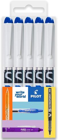Pilot V PEN - Erasable Disposable Fountain Pen - 0.6mm Nib Tip - Medium Line - Wallet Pack of 5 - Blue Ink in Saudi Arabia