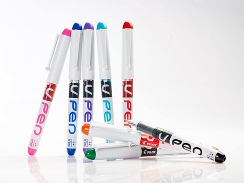 Pilot V PEN - Erasable Disposable Fountain Pen - 0.6mm Nib Tip - Medium Line - Wallet Pack of 5 - Blue Ink in Saudi Arabia