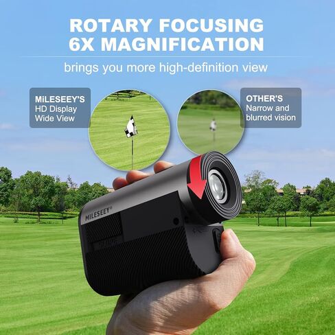 جهاز تحديد نطاق الجولف 656 ياردة، محدد نطاق الجولف MiLESEEY مع بطارية قابلة لإعادة الشحن، قفل العلم مع اهتزاز النبض، منحدر عند التشغيل، دقة 0.5 ياردة وسرعة قياس 0.3 ثانية، تكبير 6X (أسود) in Kuwait