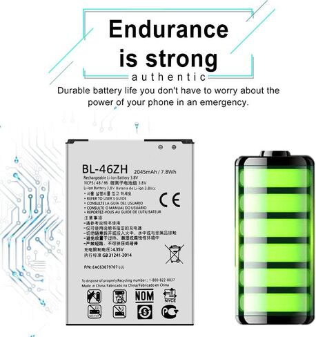 لLG فينيكس 2 K371، K7 K330 MS330، تحية 5 LS675، K8 US375 تبديل البطارية BL-46ZH in Saudi Arabia
