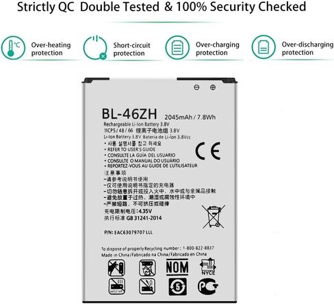 لLG فينيكس 2 K371، K7 K330 MS330، تحية 5 LS675، K8 US375 تبديل البطارية BL-46ZH in Saudi Arabia