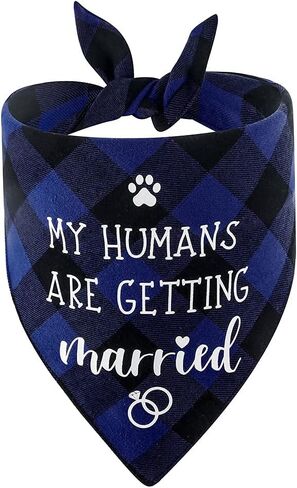 My Humans are Getting Married Dog Bandana، زفاف الكلب باندانا، إعلان خطوبة الكلب، دعامة صور الزفاف، وشاح الحيوانات الأليفة، إكسسوارات الحيوانات الأليفة (أزرق) in Kuwait