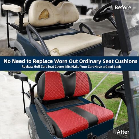 Roykaw Golf Cart Seat Covers Kit Fit for Club Car Precedent OEM Ordinary Seat Cushion, Marine Grade Vinyl Material/More Soft and Comfortable, Breathable & Easy to Clean, in Saudi Arabia