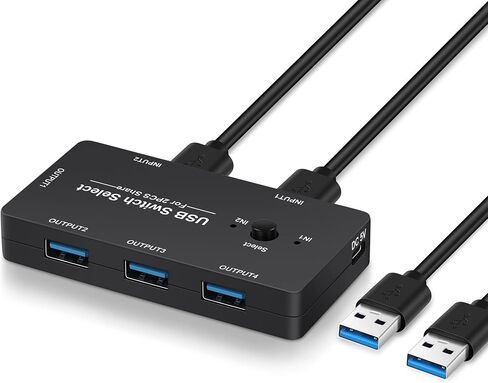 USB Switcher 2 Computers Sharing 4 USB Devices, CYYI USB2.0 Switch Selector Box Hub, USB KVM Switcher Selector 4 Port USB2.0 Switch Box for Keyboard Mouse Scanner Printer PC, With 2 Pack USB Cables in Saudi Arabia