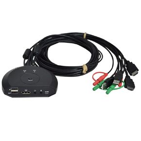 محول 4K KVM مع كابل صوت وDiaplayport، محول KVM مع كابل USB لجهازي كمبيوتر لمشاركة شاشة HD واحدة - Windows وMac وLinux(2DP)