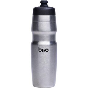 Bivo Duo 25oz Non Insulated Stainless Steel Bike Water Bottle - Lightweight for Cycling, Hiking, Sports - No Plastic Taste, Fits Most Cages, Dishwasher Safe - (Black)