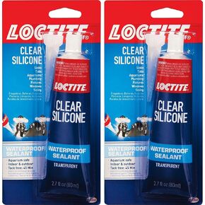 Loctite Clear Silicone Waterproof Sealant 2.7-Ounce Tube (908570), 2 Pack