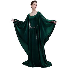 Renaissance Dress Women Retro Velvet Gown Vintage Medieval Costume Historical Celtic Dress with Wide Sleeves