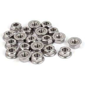 uxcell #10-24 304 Stainless Steel Serrated Flange Hex Machine Screw Lock Nuts 20pcs