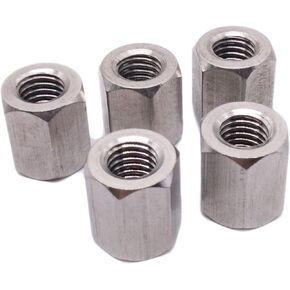 5pcs M8 x 1.25 x 15mm Stainless Steel Long Coupling Hex Nut Connector