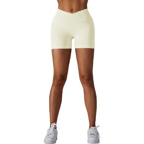 JBT Yoga Shorts for women V Crossover Stretch High Waist Leggings Biker Shorts Women Workouts Seamless Butt Lift and Shape