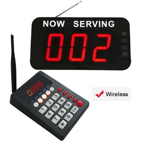 Take A Number System Wireless Calling System Restaurant Pager System Queue Management Loud Speakers System 1 Display Receiver Voice Call Host 2 Number Caller Pagers for Hospital Cafes (999+Q23 1+2)