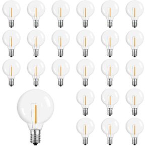 Multicolor G40 Replacement Light Bulbs for Christmas Lights, E12/C7 Candelabra Base,1 Watt Shatterproof LED Globe Light Bulbs, Multi-Color: Red/Green/Blue/Orange/Yellow