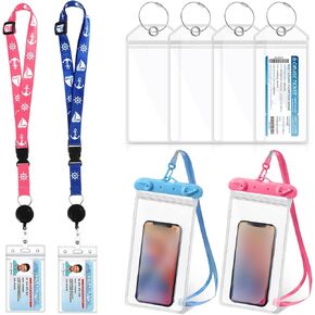 Teling 8 Pcs Cruise Ship Essentials Kit Include 2 Lanyards Ship Cards 4 Cruise Luggage Tags and 2 Waterproof Phone Pouch