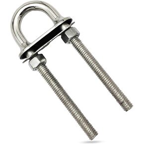 MARINE CITY 304 Stainless Steel Bow Eye U-Bolt - 3/8 Inches Welding Plate, 5 Inches Length - Ideal for Marines, Boats, Yachts, Accessory Hardware - Pack of 1